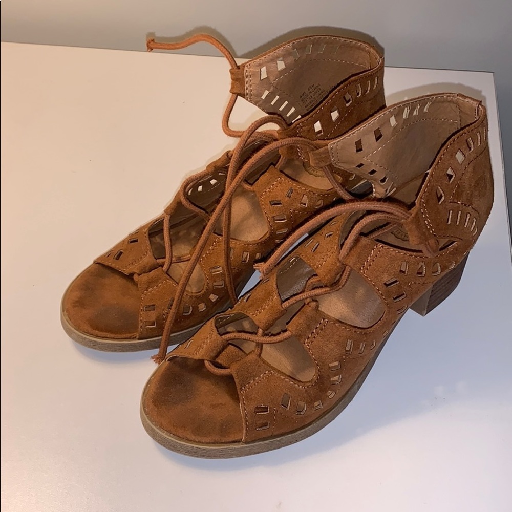 Brown lace up sandals